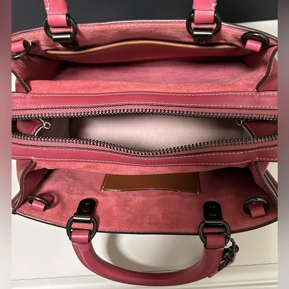 COACH Rogue 25 Upwoven Leather and Smooth Glovetanned Leather in Rouge/Multi - Picture 11 of 17